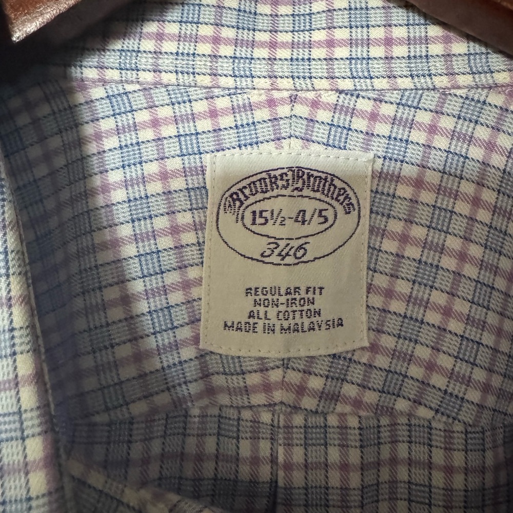 Brooks Brothers Men's Plaid Shirt - Blue and Pink